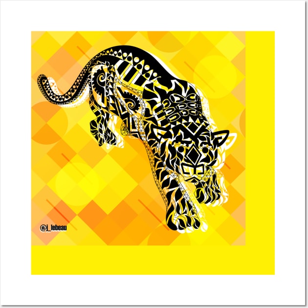 golden jaguar ecopop Wall Art by jorge_lebeau